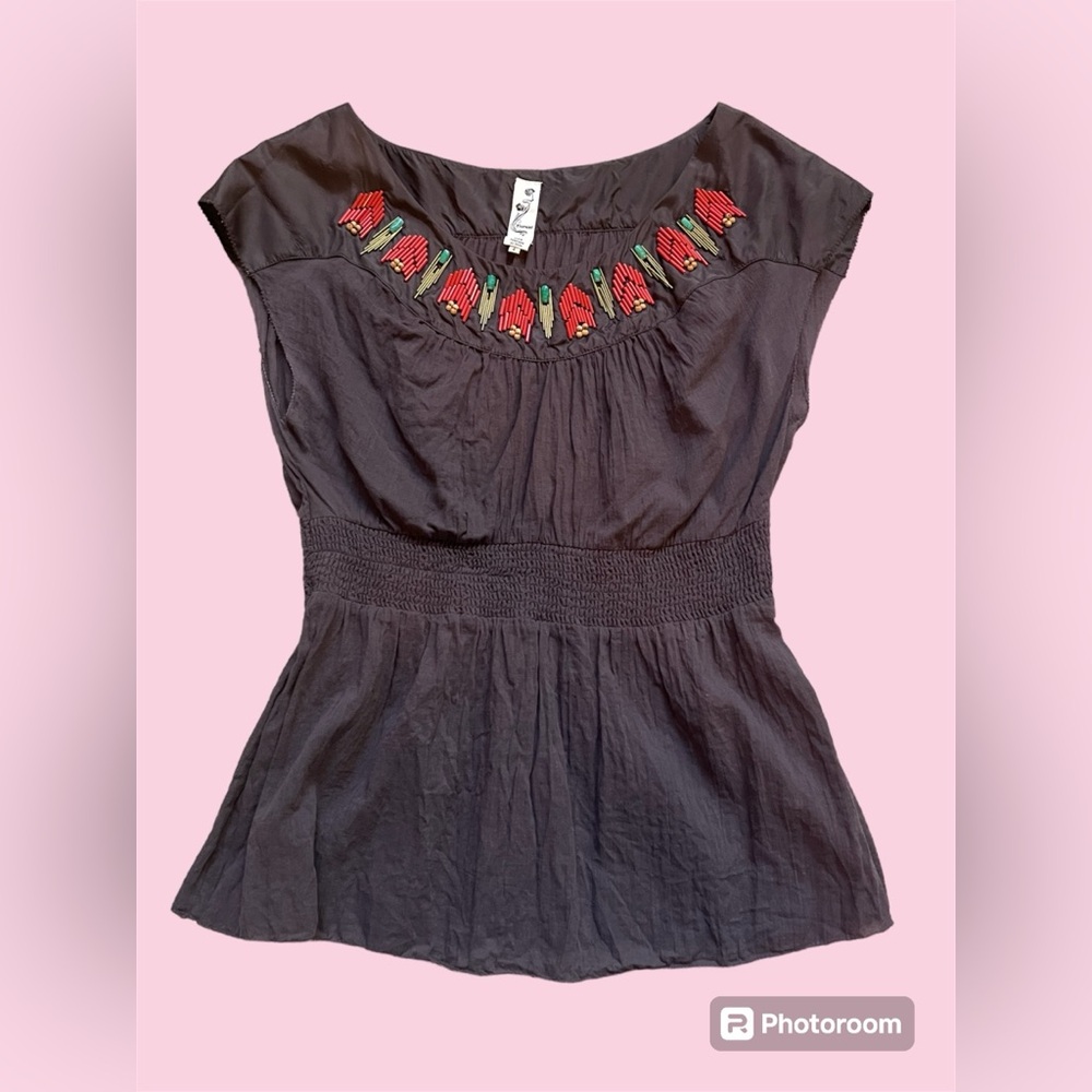 🖤Anthropologie beaded blouse🖤